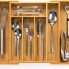 Budu Uitschuifbare Bamboe Bestekbak #33,5 (33,5 Cm Diep) - Bestekcassette Hout - Besteklade - 33,5 X 28 - 45 Cm - 5/7 Vakken