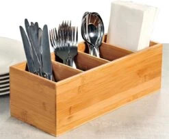 Merkloos Bestekbak FSC® Bamboe Hout - Staande Bestekhouder - Bestekbakje Houder - Bestek Bak Organizer- Bestekcassette - 35 X 14 X 12 Cm -Keukenheld Verkoopwinkel 1200x984