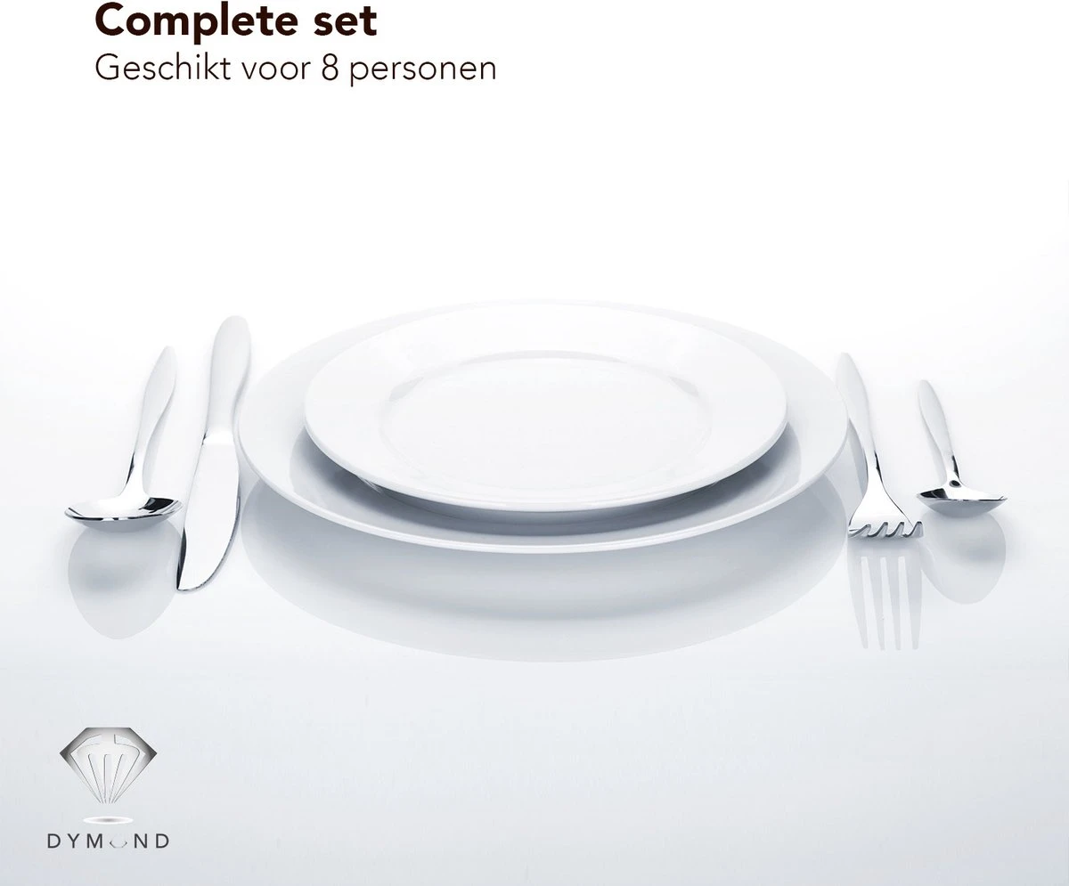 Dymund® 8 Persoons Bestekset - (45-delig) Bestek - Incl. Serveerlepel/Suikerlepel/Serveervork/Botermes - RVS - Zilver 2 Dymund® 8 Persoons Bestekset - (45-delig) Bestek - Incl. Serveerlepel/Suikerlepel/Serveervork/Botermes - RVS - Zilver - Afbeelding 2