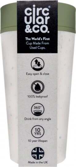 Circular&Co. Herbruikbare To Go Koffiebeker (rCUP) Crème/groen 12oz/340ml