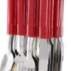 Bestekset Rood - 24 Delig- Met Bestekrek - 6 Persoons - RVS - Lepel - Mes - Vork