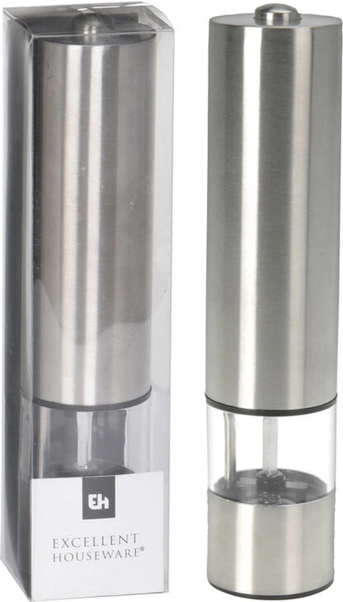 Excellent Houseware Elektrische Zout / Pepermolen Met Verlichting - RVS 1 Excellent Houseware Elektrische Zout / Pepermolen Met Verlichting - RVS