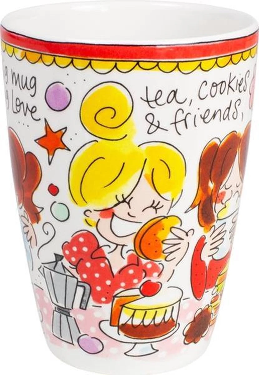 Blond Amsterdam Even Bijkletsen Beker XL 500 Ml - Rode Rand 2 Blond Amsterdam Even Bijkletsen Beker XL 500 Ml - Rode Rand - Afbeelding 2