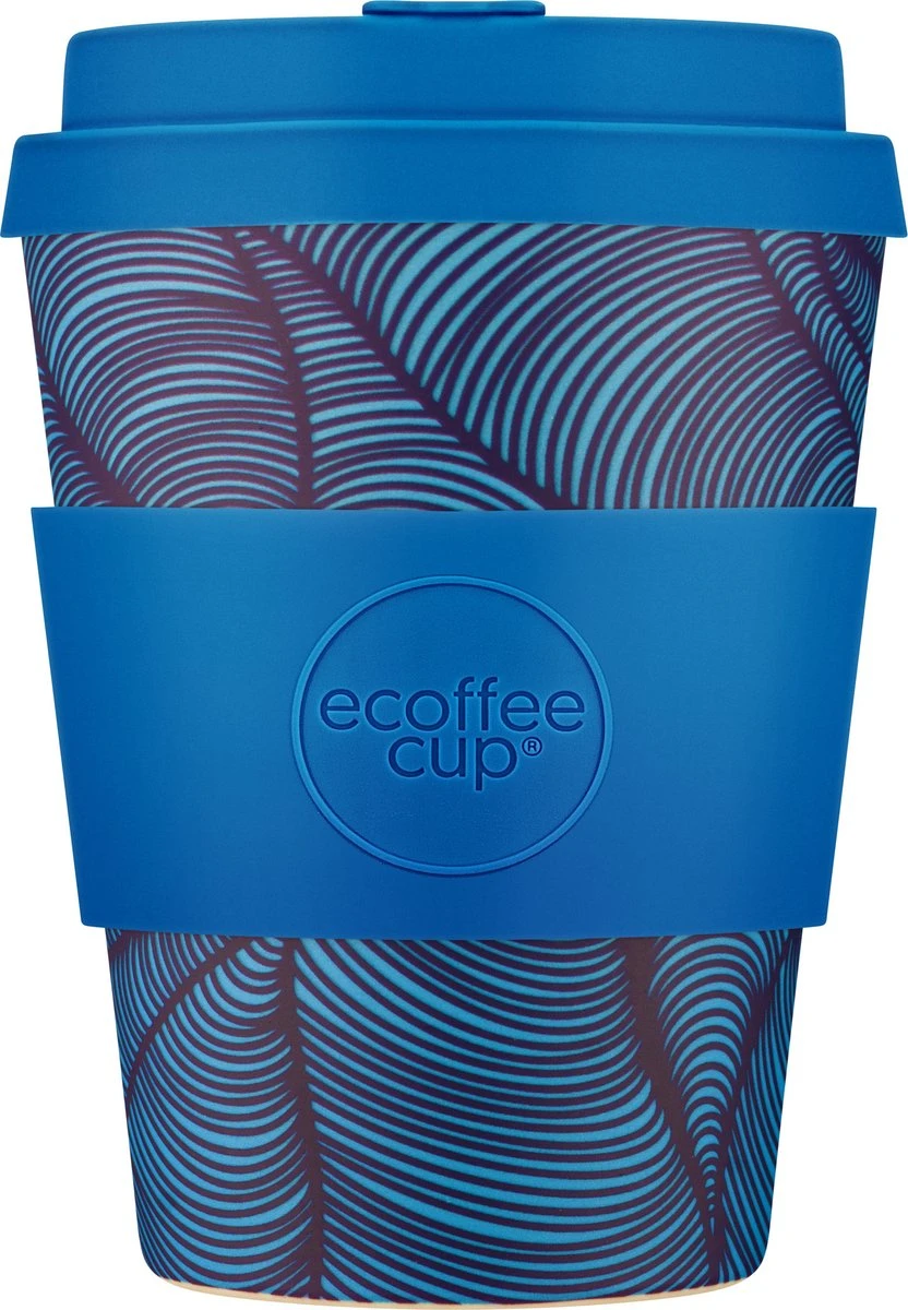 Ecoffee Cup Dotonburi PLA - Koffiebeker To Go 350 Ml - Blauw Siliconen 1 Ecoffee Cup Dotonburi PLA - Koffiebeker To Go 350 Ml - Blauw Siliconen