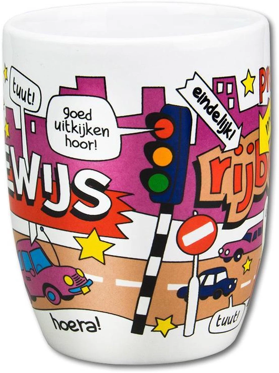 Paper Dreams Mok Cartoon-stijl Rijbewijs Keramiek 325ml Rood/wit 2 Paper Dreams Mok Cartoon-stijl Rijbewijs Keramiek 325ml Rood/wit - Afbeelding 2