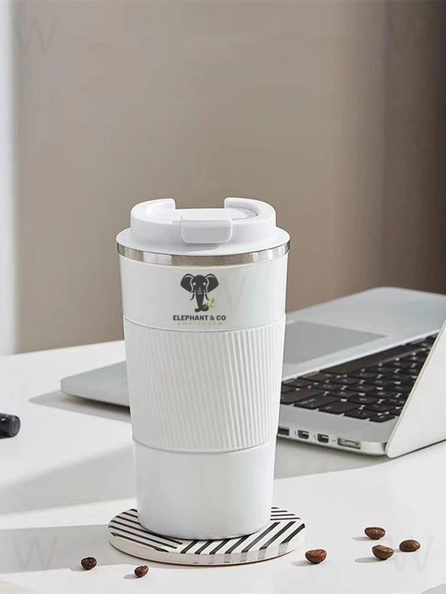 Elephant & Co Dubbelwandige Reisbeker - Koffie To Go -Duurzaam - 380ml - 2 Elephant & Co Dubbelwandige Reisbeker - Koffie To Go -Duurzaam - 380ml - - Afbeelding 2