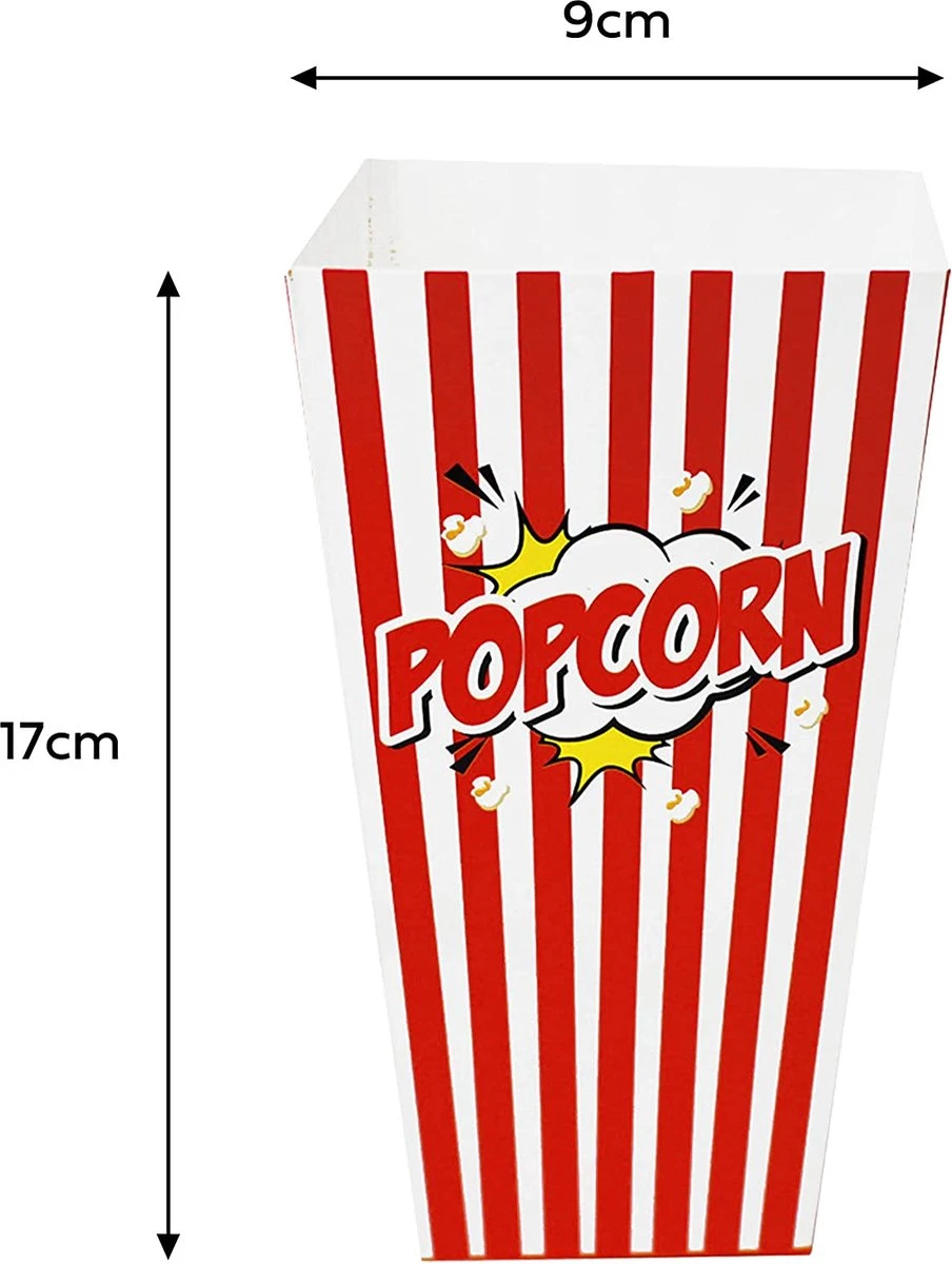 50 Duurzame Popcorn Bakjes (18x10cm) - Popcorn Zakjes Voor Filmavonden, Feestjes - Ook Geschickt Als Snoepbakje Of Feestzakje Voor Kinderen 3 50 Duurzame Popcorn Bakjes (18x10cm) - Popcorn Zakjes Voor Filmavonden, Feestjes - Ook Geschickt Als Snoepbakje Of Feestzakje Voor Kinderen - Afbeelding 3