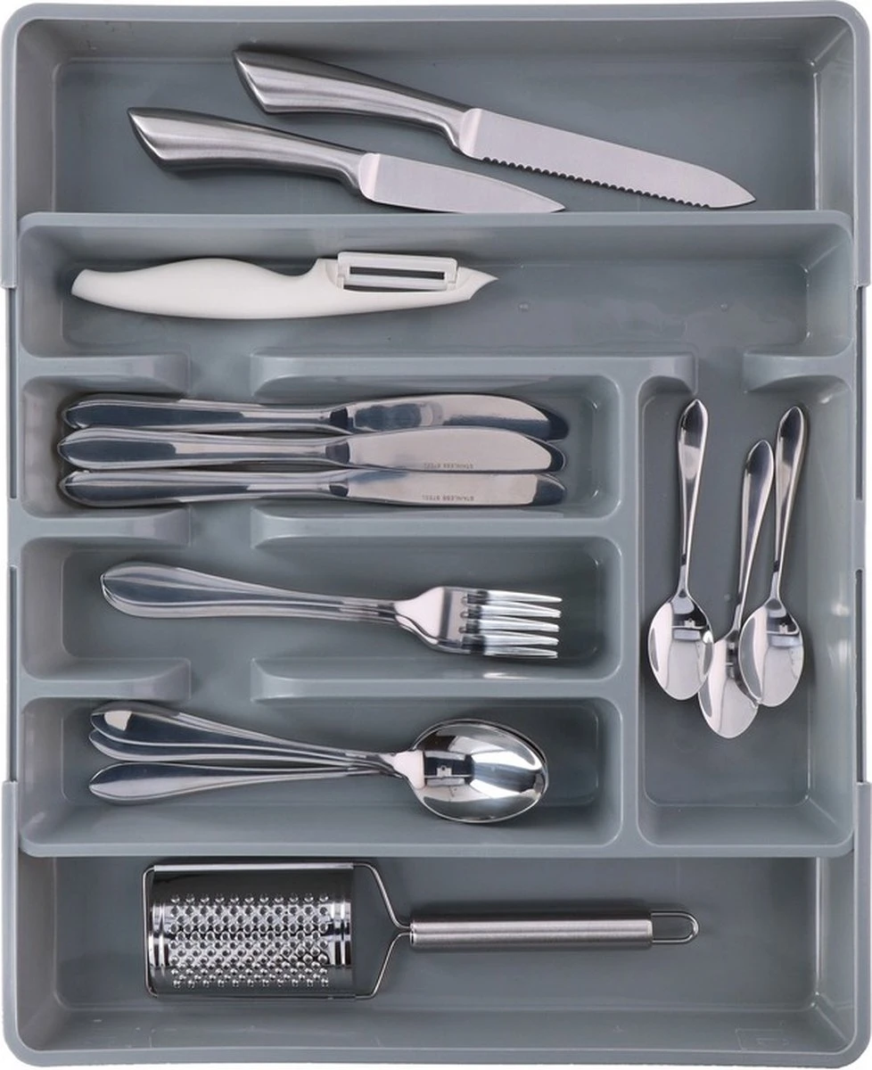 Merkloos Bestekbak/bestekhouder - Uitschuifbaar - Grijs - 44 Cm - 5 Tot 7 Vakken 3 Merkloos Bestekbak/bestekhouder - Uitschuifbaar - Grijs - 44 Cm - 5 Tot 7 Vakken - Afbeelding 3
