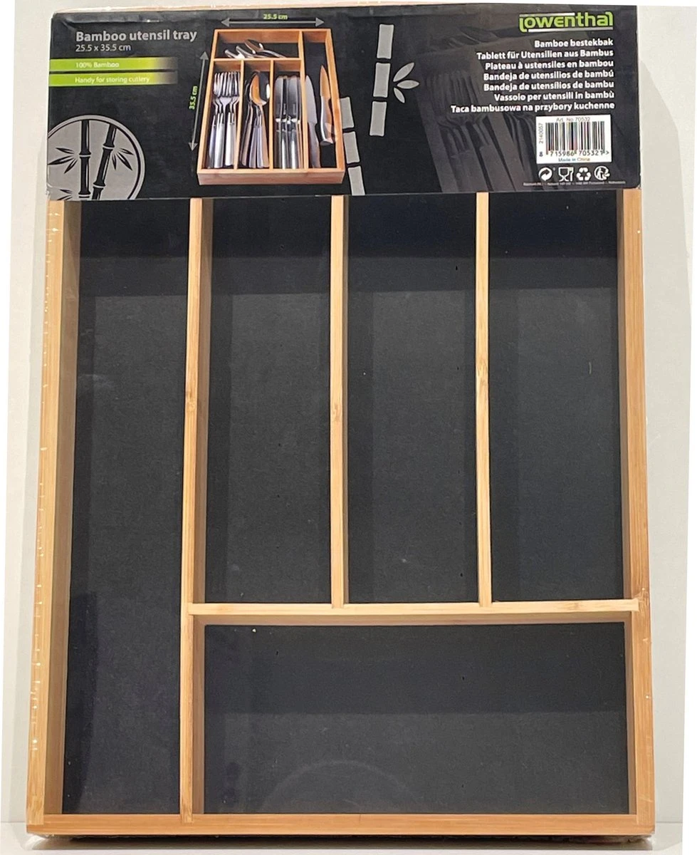 Houten Bestekbak/bestekhouder 36 X 26 Cm - Keukenlade/besteklade Inzetbakken 1 Houten Bestekbak/bestekhouder 36 X 26 Cm - Keukenlade/besteklade Inzetbakken